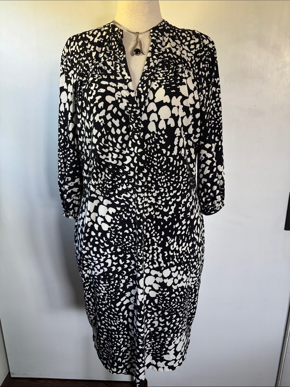 Banana Republic Black and White Long Sleeve Dress